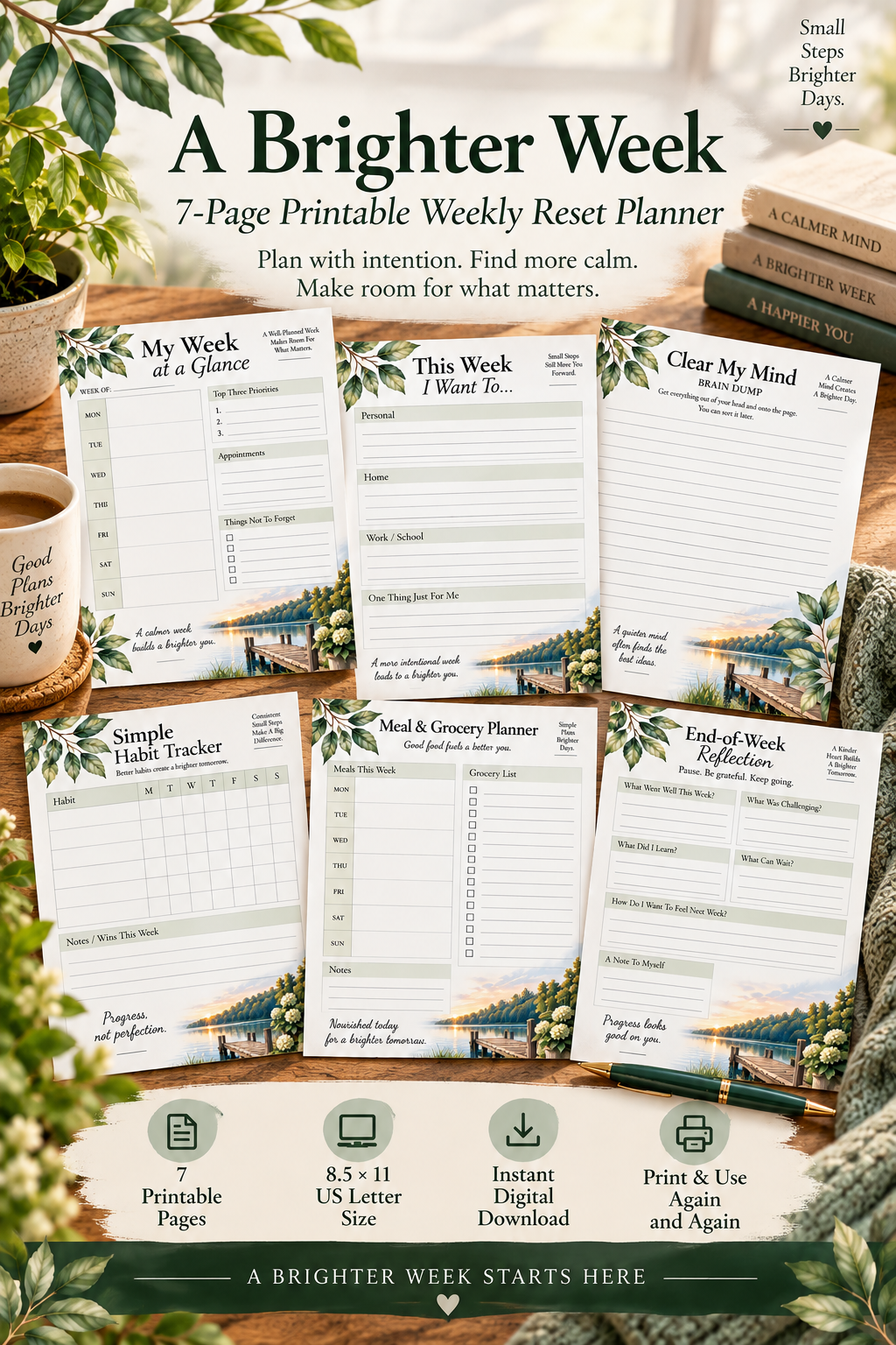 A Brighter Week printable weekly reset planner